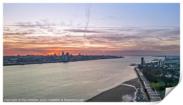 Liverpool Cityscape sunrise Print by Paul Madden