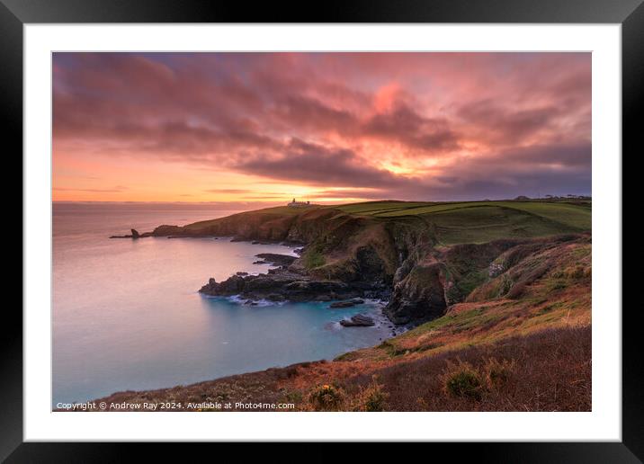 Sunset over Housel Bay Framed Mounted Print by Andrew Ray