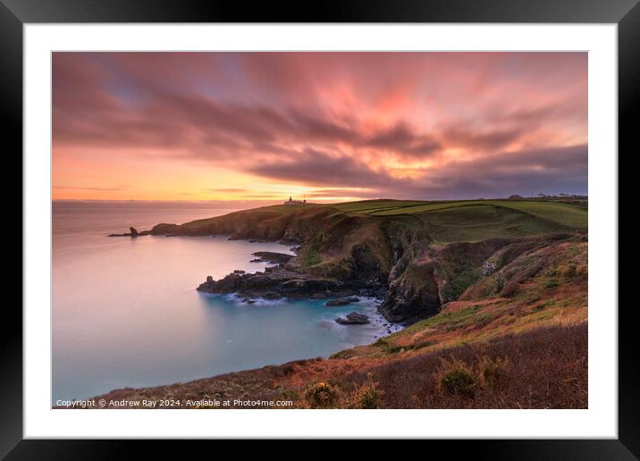 Sunset at Housel Bay Framed Mounted Print by Andrew Ray
