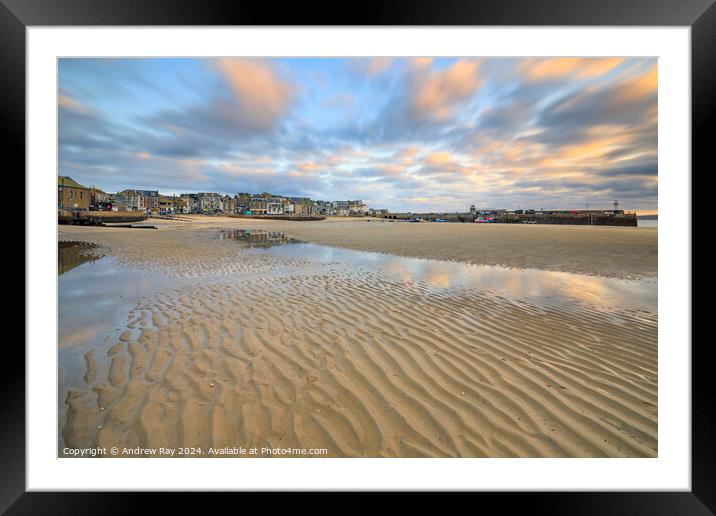 Sand patterns at St Ives  Framed Mounted Print by Andrew Ray