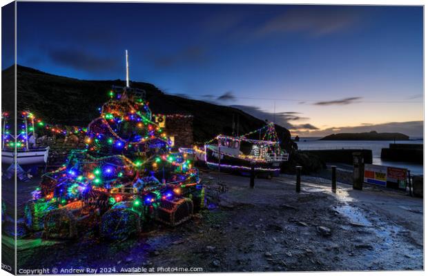 Christmas at Mullion Cove  Canvas Print by Andrew Ray