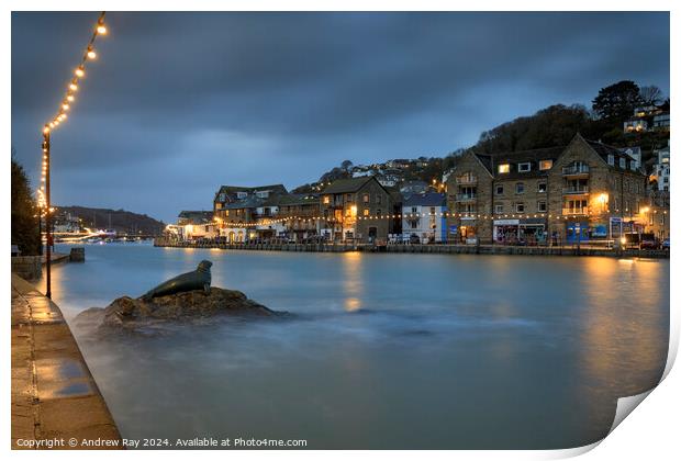 Nelson Statue and The Rive Looe Print by Andrew Ray