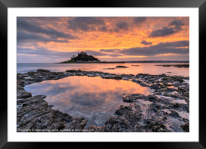 Pool at sunset (St Michael's Mount) Framed Mounted Print by Andrew Ray
