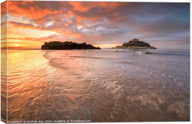 Sunrise at St Michael's Mount Canvas Print by Andrew Ray
