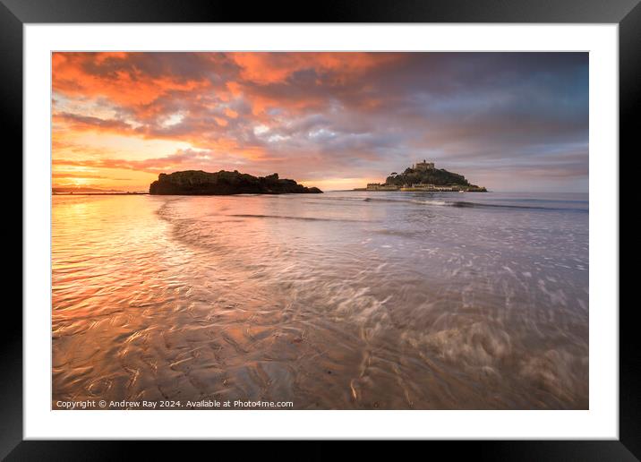 Sunrise at St Michael's Mount Framed Mounted Print by Andrew Ray