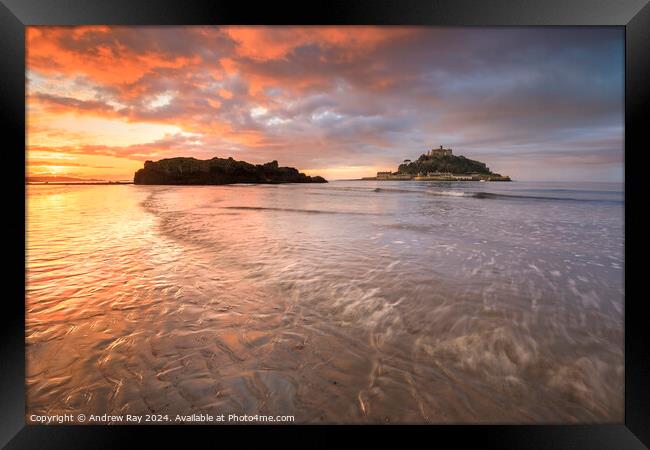 Sunrise at St Michael's Mount Framed Print by Andrew Ray