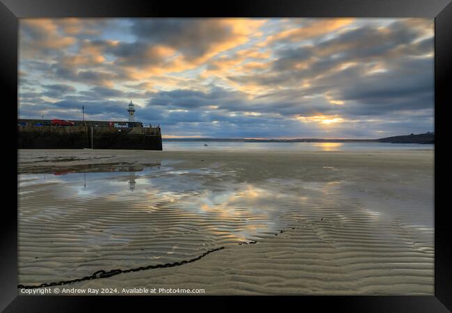 Early morning on St Ives Beach Framed Print by Andrew Ray