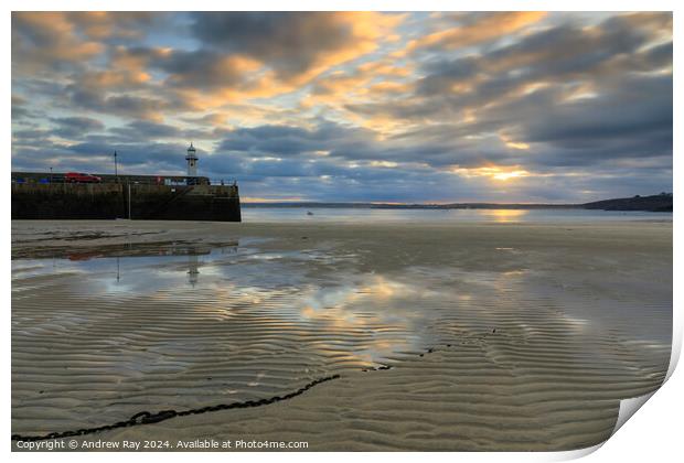 Early morning on St Ives Beach Print by Andrew Ray