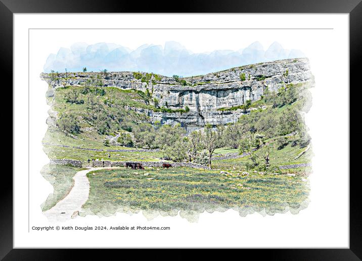 Malham Cove, Yorkshire Dales, England Framed Mounted Print by Keith Douglas