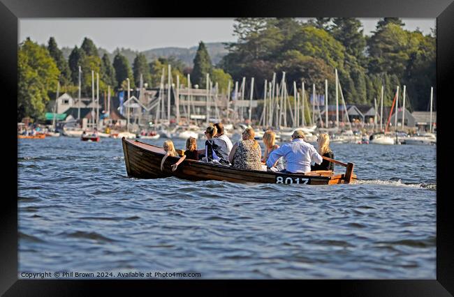 Boat in Bowness Bay, Windermere,Lake District. Framed Print by Phil Brown