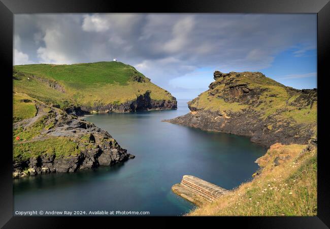 Boscastle Harbour Entrance  Framed Print by Andrew Ray