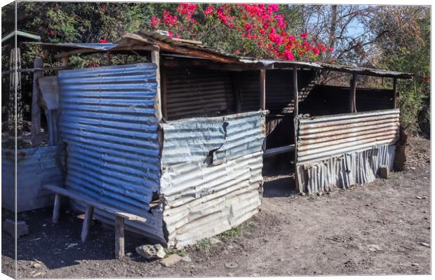 Old abandoned huts on the side of African roads in poor regions. Canvas Print by Michael Piepgras