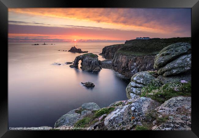 Spring sunset (Land's End)  Framed Print by Andrew Ray