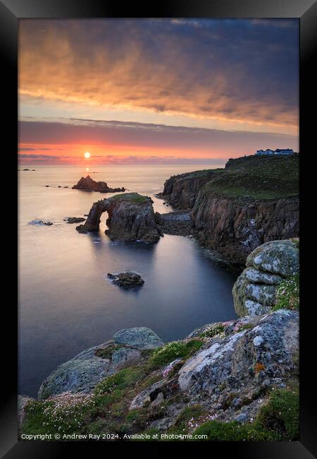 Towards the setting sun (Land's End)  Framed Print by Andrew Ray