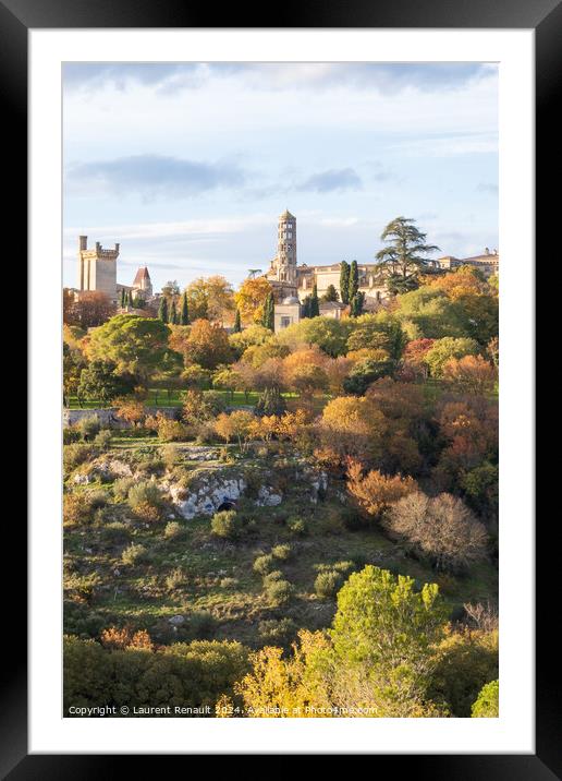 Uzès city of Art and History, vertical view in autumn. Photogra Framed Mounted Print by Laurent Renault