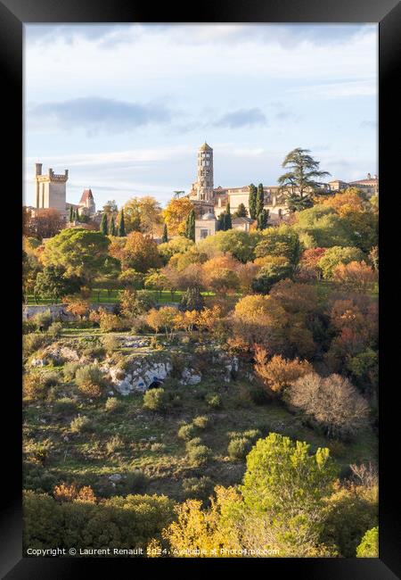 Uzès city of Art and History, vertical view in autumn. Photogra Framed Print by Laurent Renault