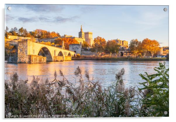 Avignon city and his famous bridge over the Rhone River. Photogr Acrylic by Laurent Renault