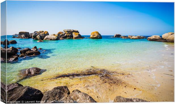 Rocky beach in the coast of Kerlouan in Bretagne Canvas Print by Laurent Renault