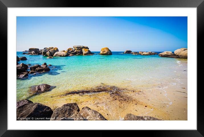 Rocky beach in the coast of Kerlouan in Bretagne Framed Mounted Print by Laurent Renault