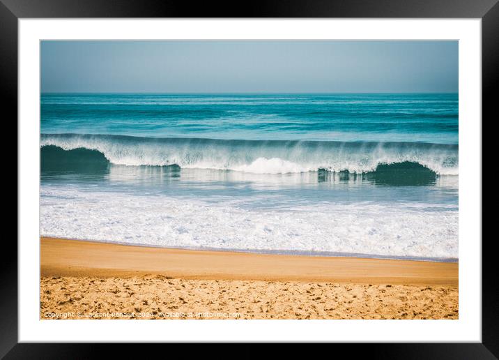 Wave breaking to the beach, intentionnal grain Framed Mounted Print by Laurent Renault