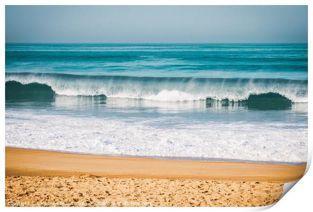 Wave breaking to the beach, intentionnal grain Print by Laurent Renault