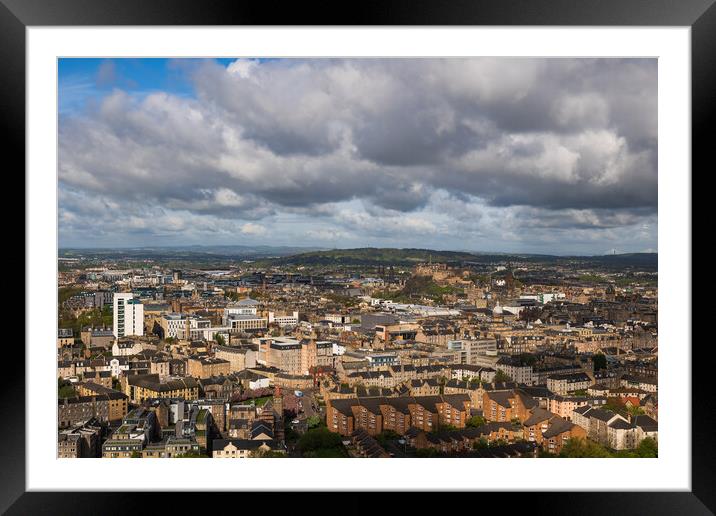 Edinburgh City Aerial View Cityscape Framed Mounted Print by Artur Bogacki