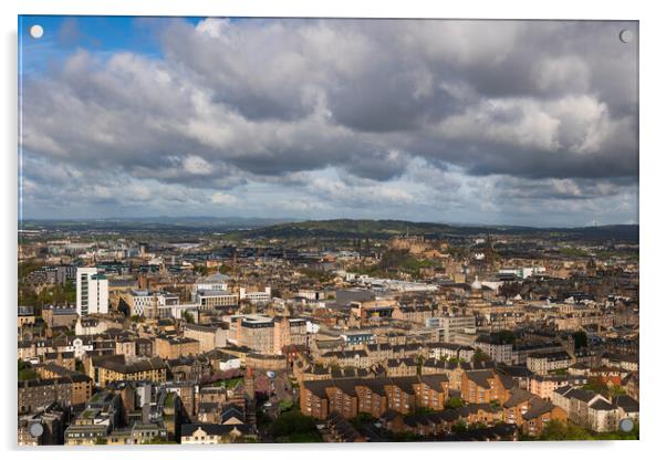 Edinburgh City Aerial View Cityscape Acrylic by Artur Bogacki