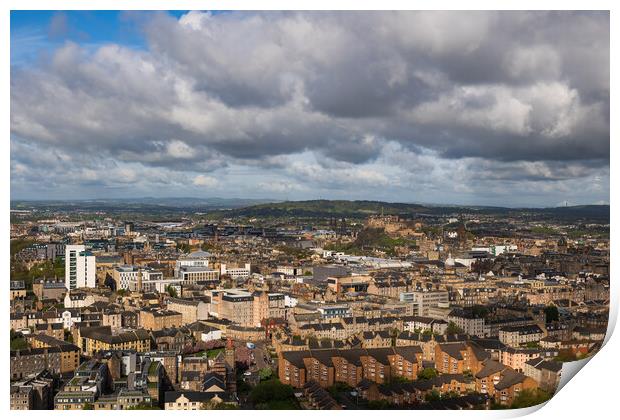 Edinburgh City Aerial View Cityscape Print by Artur Bogacki