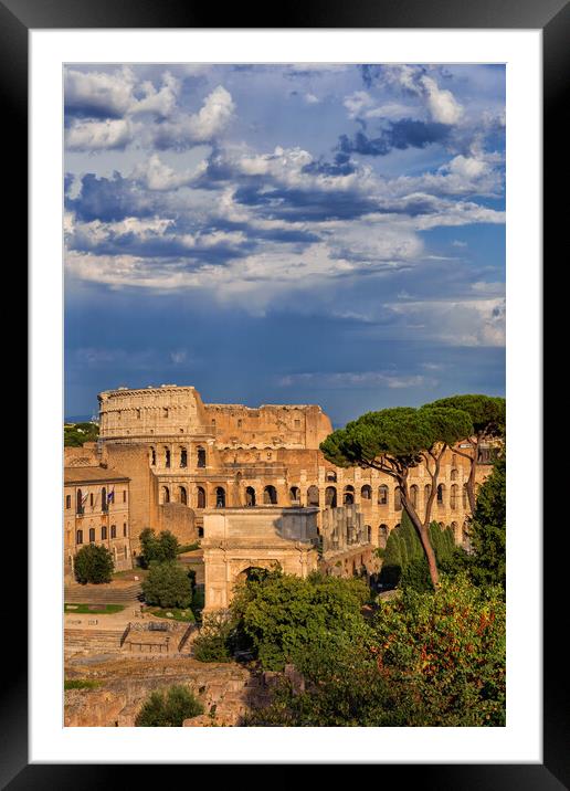 Colosseum and Arch of Titus in Rome Framed Mounted Print by Artur Bogacki