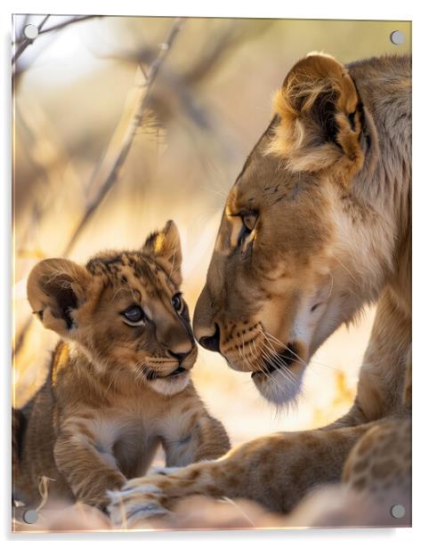 Lion Cub and Lioness Acrylic by T2 