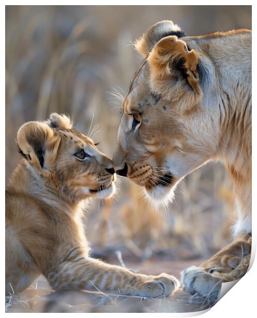 Lion Cub and Lioness Print by T2 