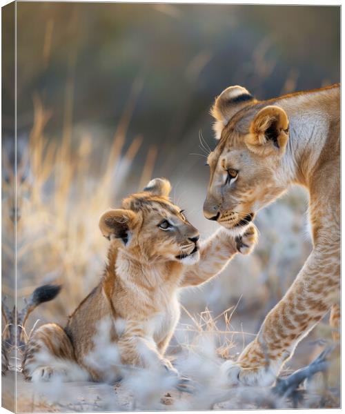 Lion Cub and Lioness Canvas Print by T2 