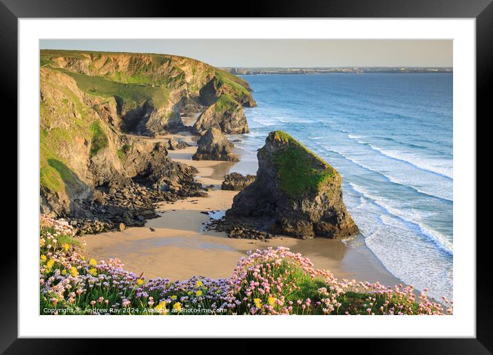 Above Bedruthan Steps Beach  Framed Mounted Print by Andrew Ray