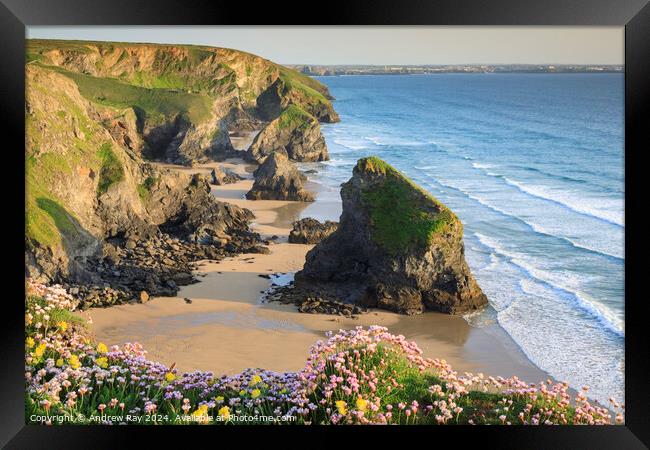 Above Bedruthan Steps Beach  Framed Print by Andrew Ray