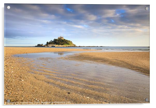 Sand patterns at St Michael's Mount  Acrylic by Andrew Ray