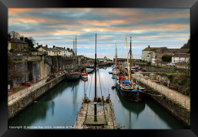 Winter's morning (Charlestown Dock)  Framed Print by Andrew Ray