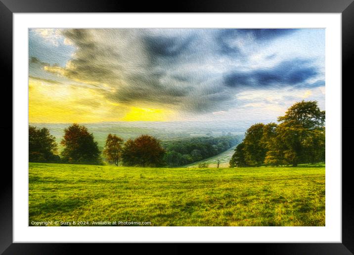 Winchester Hill, Hampshire - Art Effect Photoshop Framed Mounted Print by Suzy B