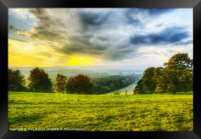 Winchester Hill, Hampshire - Art Effect Photoshop Framed Print by Suzy B