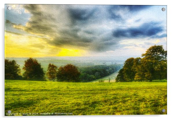 Winchester Hill, Hampshire - Art Effect Photoshop Acrylic by Suzy B