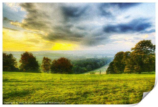 Winchester Hill, Hampshire - Art Effect Photoshop Print by Suzy B
