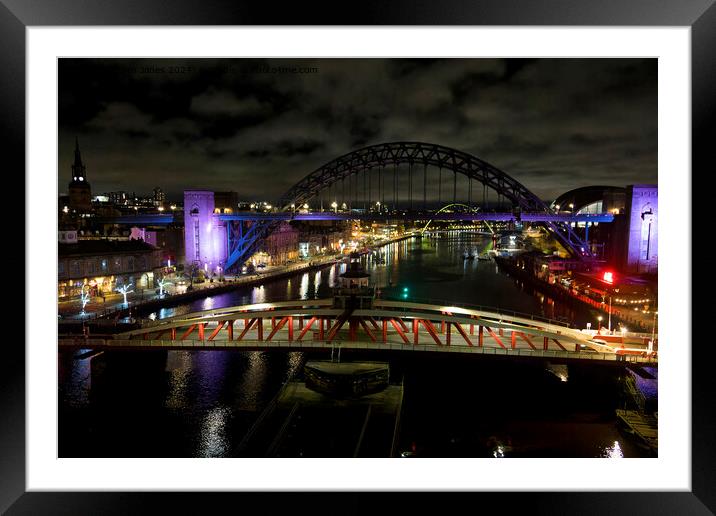 Tranquil Tyne at Night Framed Mounted Print by Jim Jones