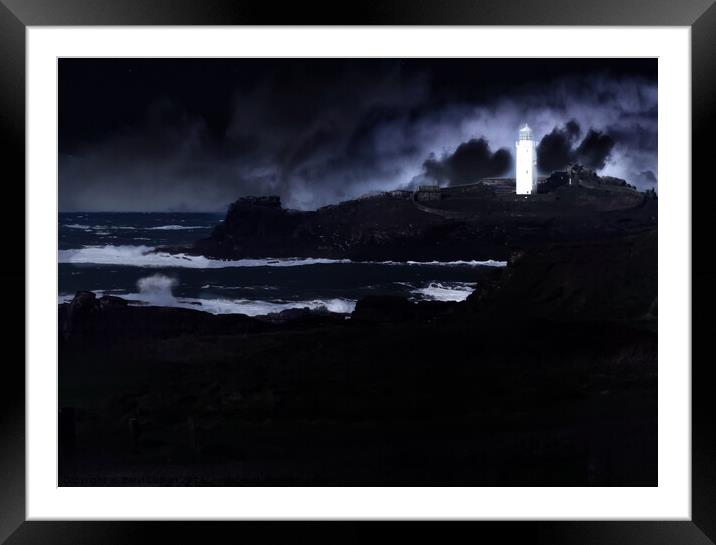 Stormy at Godrevy Lighthouse  Framed Mounted Print by Beryl Curran