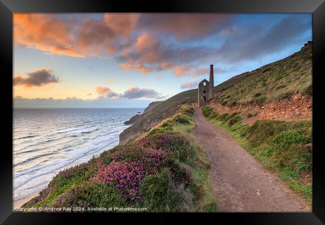 Wheal Coates at sunset  Framed Print by Andrew Ray