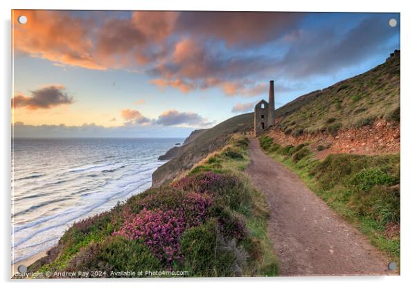Wheal Coates at sunset  Acrylic by Andrew Ray