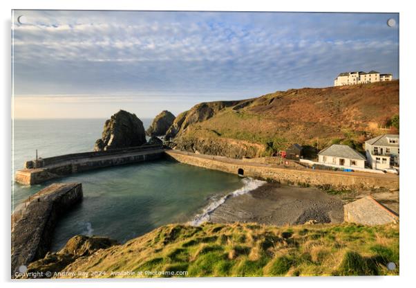 Above Mullion Harbour  Acrylic by Andrew Ray