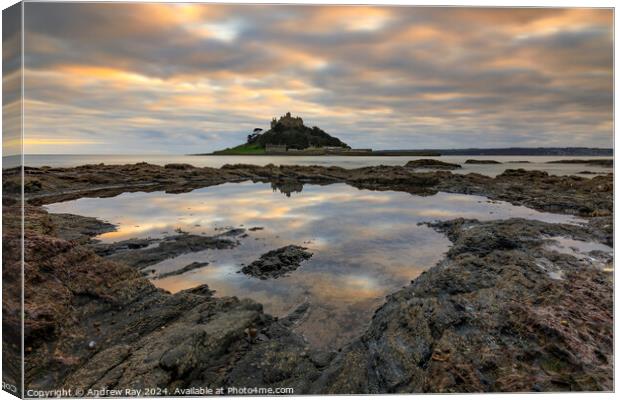 Rock Pool (St Michael's Mount) Canvas Print by Andrew Ray