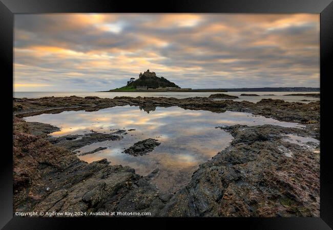 Rock Pool (St Michael's Mount) Framed Print by Andrew Ray