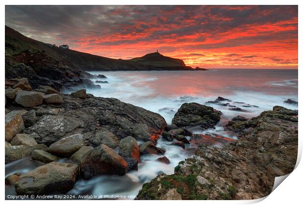 Cape Cornwall at sunset  Print by Andrew Ray