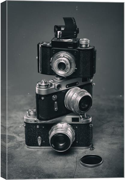 Set of Vintage Film Cameras. Canvas Print by Olga Peddi