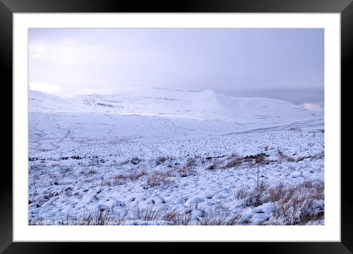 Brecon Beacons Bannau Brycheiniog Snow Framed Mounted Print by Terry Brooks